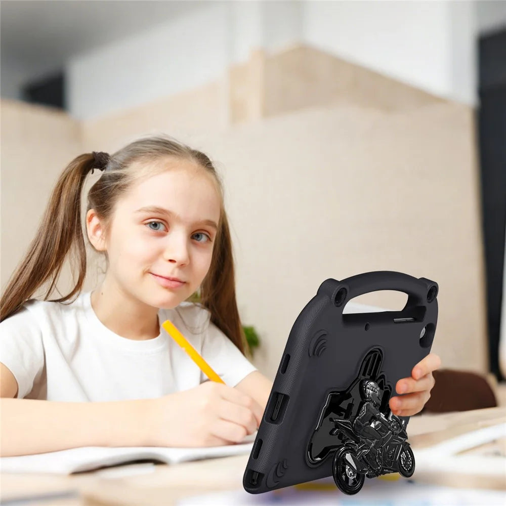 For Samsung Galaxy Tab A11+  /  A9+ EVA Case Motorcycle Kickstand Shockproof Tablet Cover with Handle - Black - 4