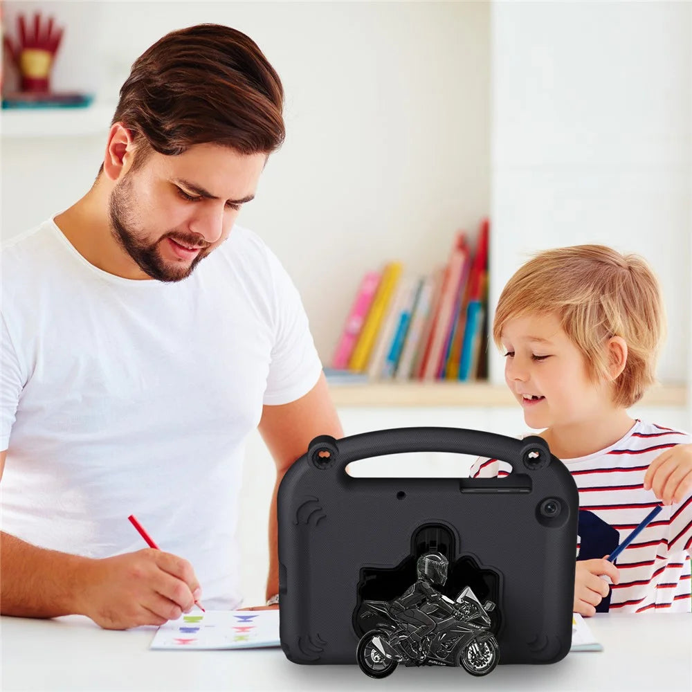For Samsung Galaxy Tab A11+  /  A9+ EVA Case Motorcycle Kickstand Shockproof Tablet Cover with Handle - Black - 5