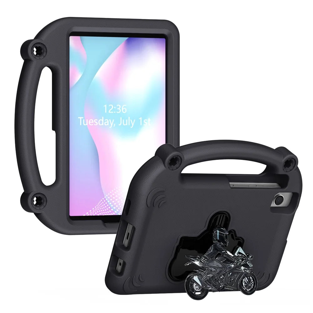 Motorcycle Kickstand EVA Case with Handle For Samsung Galaxy Tab A11 / A9 / A7 Lite 8.7-inch / A 8.0 (2019) - Black - 1