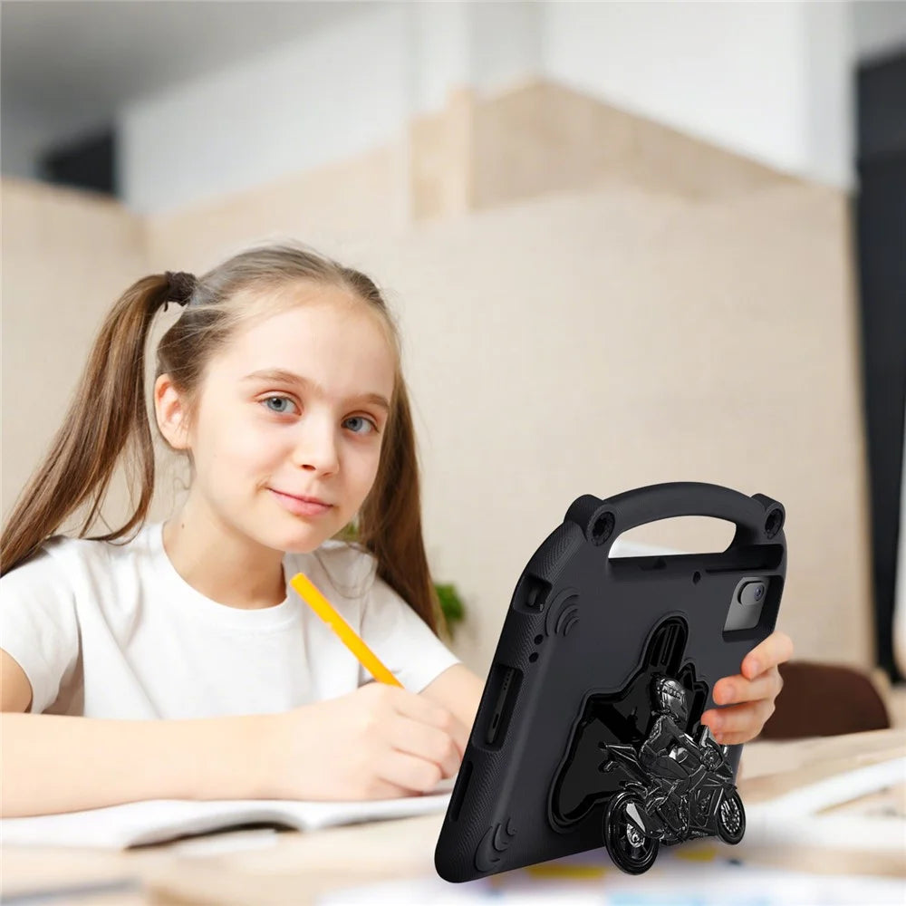 Motorcycle Kickstand EVA Case with Handle For Samsung Galaxy Tab S11 / S10 FE / S9 FE / S9 / S8 / S7 / Xiaomi Pad 6 / Redmi Pad 2 11 / Redmi Pad SE / Lenovo Tab M11 / Huawei MatePad SE 11 - Black - 4