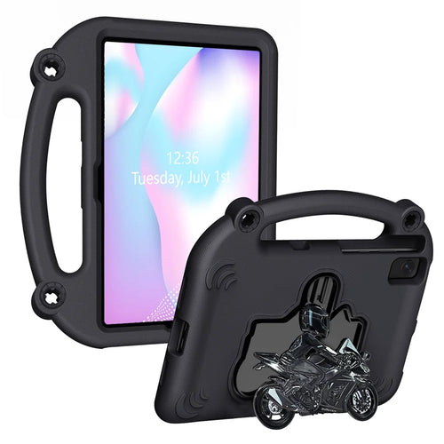 Motorcycle Kickstand EVA Case with Handle For Samsung Galaxy Tab S6 Lite (2024)  /  (2022)  /  (2020)  /  A7 10.4 (2022)  /  (2020)  /  S5e  /  S6  /  Lenovo Tab M10 Plus  /  Tab K10  /  Huawei MatePad 10.4 (2022)  /  (2020) - Black - 1