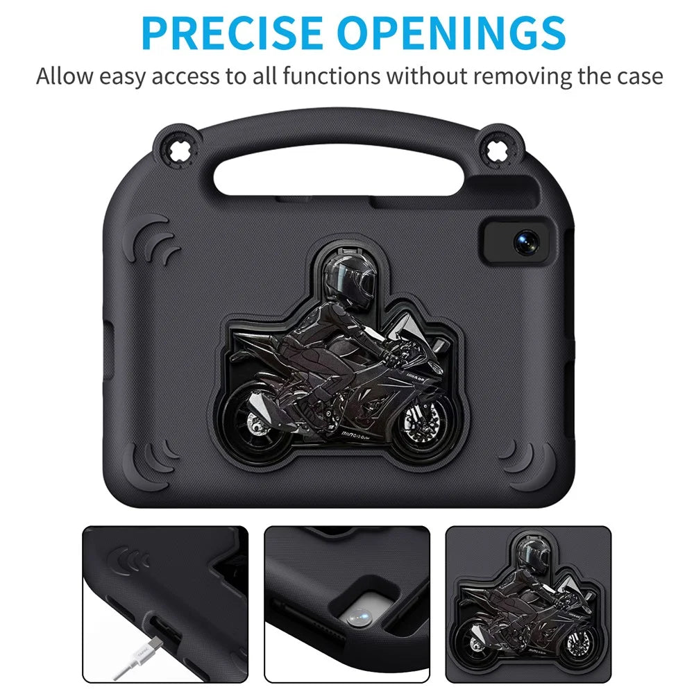 Motorcycle Kickstand EVA Case with Handle For Samsung Galaxy Tab S6 Lite (2024)  /  (2022)  /  (2020)  /  A7 10.4 (2022)  /  (2020)  /  S5e  /  S6  /  Lenovo Tab M10 Plus  /  Tab K10  /  Huawei MatePad 10.4 (2022)  /  (2020) - Black - 2