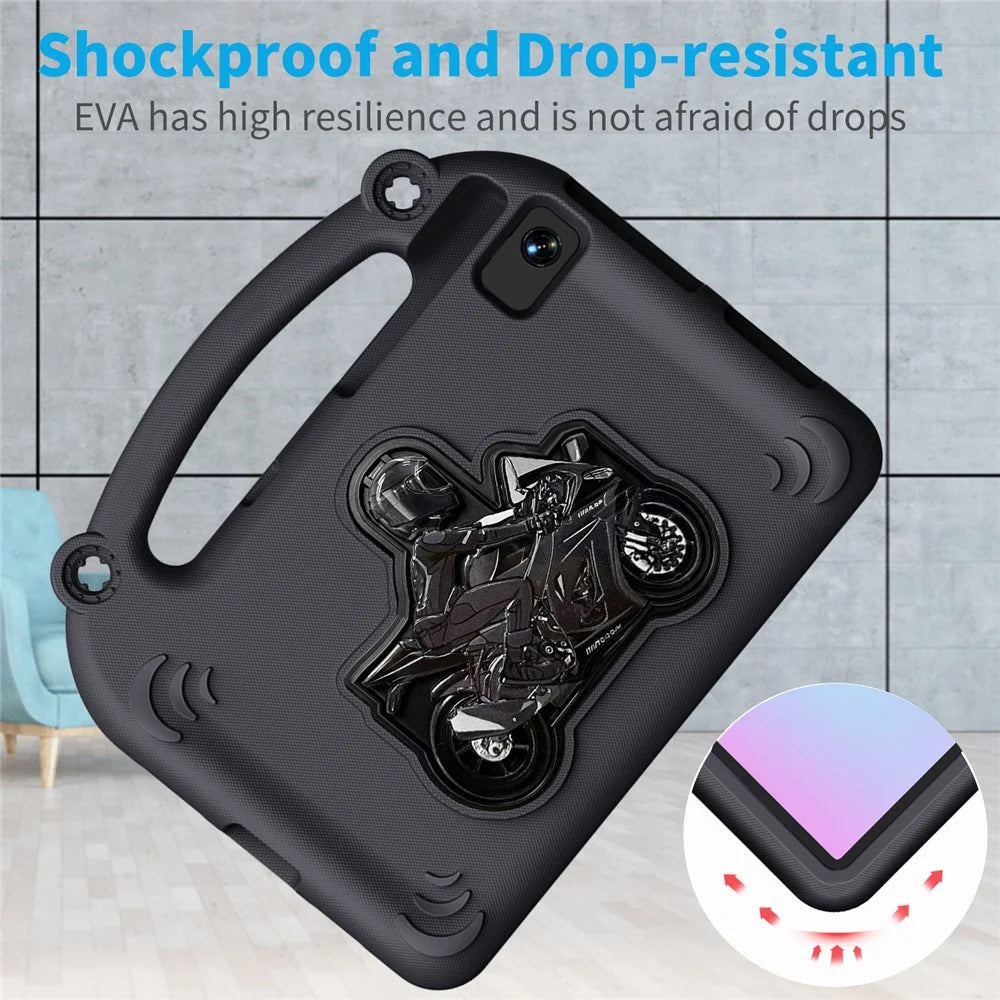 Motorcycle Kickstand EVA Case with Handle For Samsung Galaxy Tab S6 Lite (2024)  /  (2022)  /  (2020)  /  A7 10.4 (2022)  /  (2020)  /  S5e  /  S6  /  Lenovo Tab M10 Plus  /  Tab K10  /  Huawei MatePad 10.4 (2022)  /  (2020) - Black - 3
