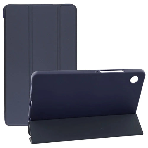 For Samsung Galaxy Tab A11+ Case PU Leather + Silicone Tri-Fold Stand Tablet Cover - Dark Blue - 1