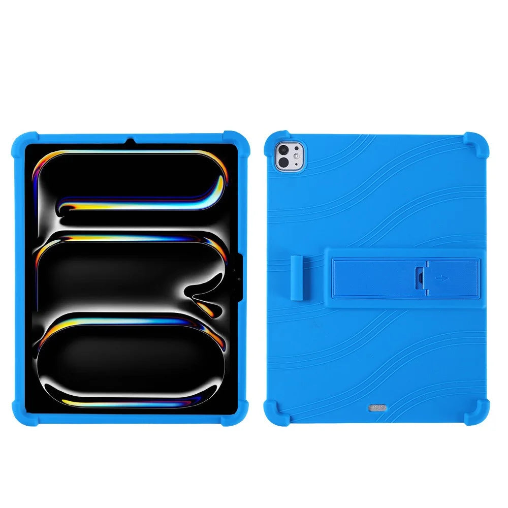 For iPad Pro 11 (2025) Case Adjustable Kickstand Silicone Tablet Protective Cover - Dark Blue - 1