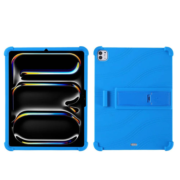 For iPad Pro 11 (2025) Case Adjustable Kickstand Silicone Tablet Protective Cover - Dark Blue - 1
