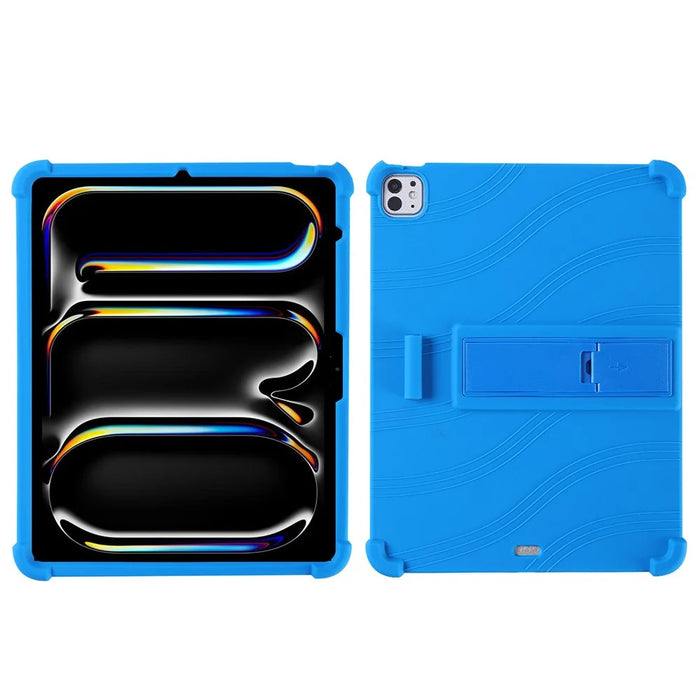 For iPad Pro 13 (2025) Case Adjustable Kickstand Silicone Tablet Protective Cover - Dark Blue - 1