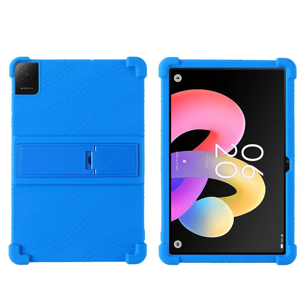 For TCL Tab 10L Gen4 10.1 inch Case Adjustable Kickstand Silicone Tablet Protective Cover - Dark Blue - 1