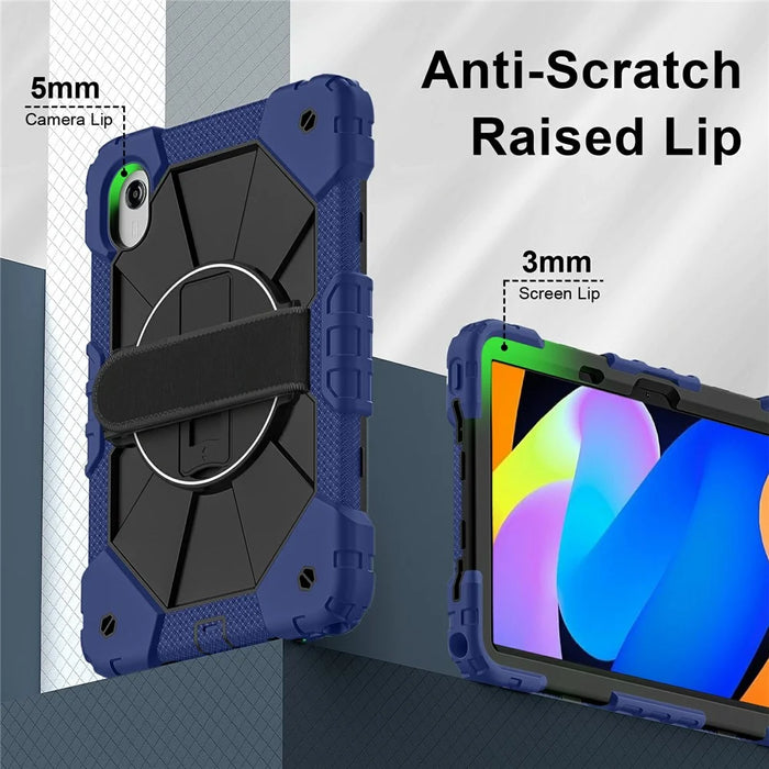 Tablet Case For Lenovo Idea Tab  /  Tab K11 Gen 2  /  Xiaoxin Pad 11 2025  /  Tab M11 Silicone + PC Kickstand Cover with Handy Strap - Navy Blue  /  Black - 3