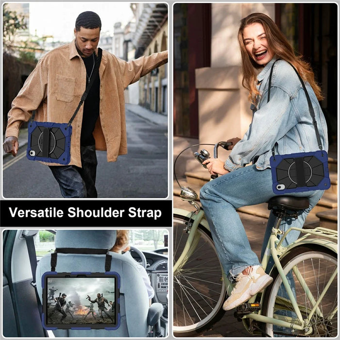Tablet Case For Lenovo Idea Tab  /  Tab K11 Gen 2  /  Xiaoxin Pad 11 2025  /  Tab M11 Silicone + PC Kickstand Cover with Handy Strap - Navy Blue  /  Black - 6