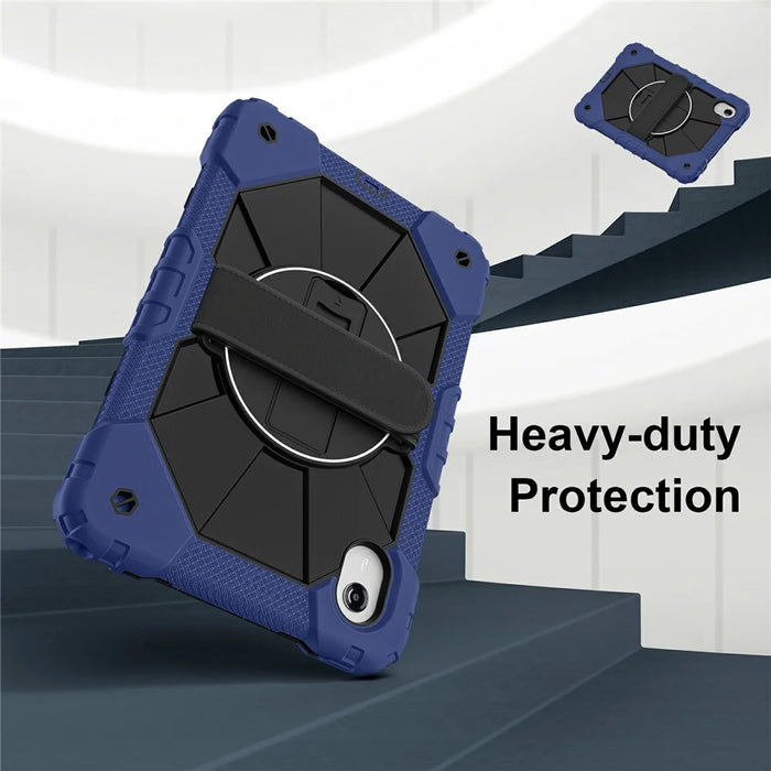Tablet Case For Lenovo Idea Tab  /  Tab K11 Gen 2  /  Xiaoxin Pad 11 2025  /  Tab M11 Silicone + PC Kickstand Cover with Handy Strap - Navy Blue  /  Black - 7