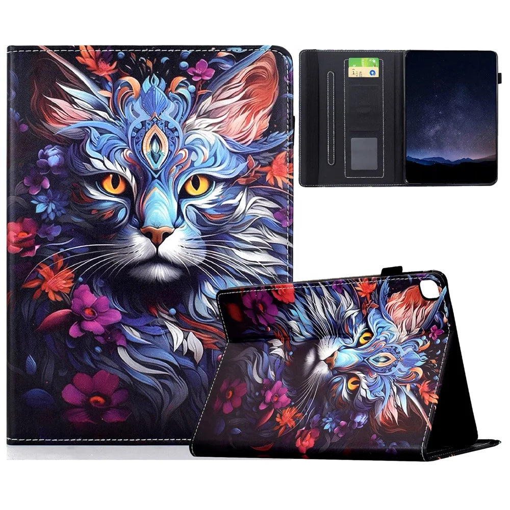 Leather Case for iPad 10.2 (2020) / (2019) / iPad Air 10.5 inch (2019) / Pro 10.5-inch (2017) Pattern Print Card Slots Stand Auto Sleep Wake Tablet Cover - Colorful Cat - 1