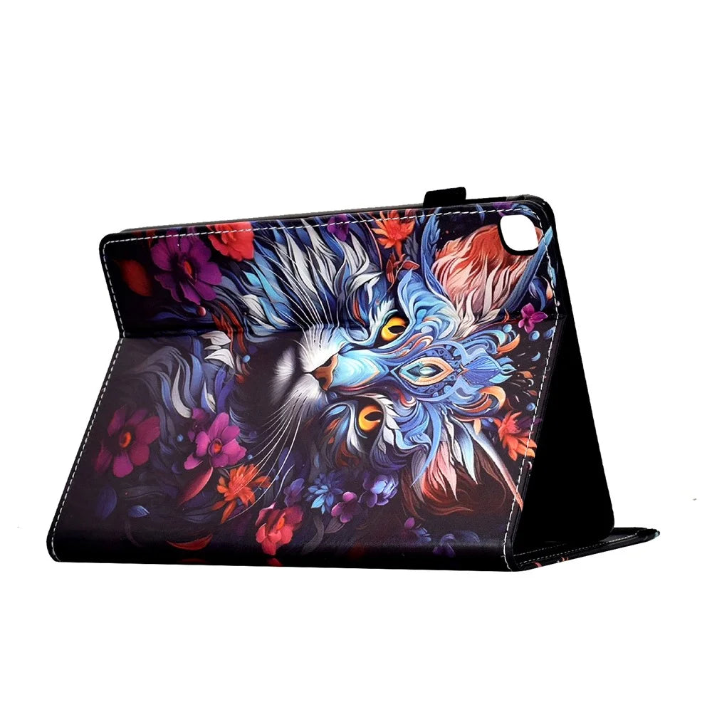 Leather Case for iPad 10.2 (2020) / (2019) / iPad Air 10.5 inch (2019) / Pro 10.5-inch (2017) Pattern Print Card Slots Stand Auto Sleep Wake Tablet Cover - Colorful Cat - 5