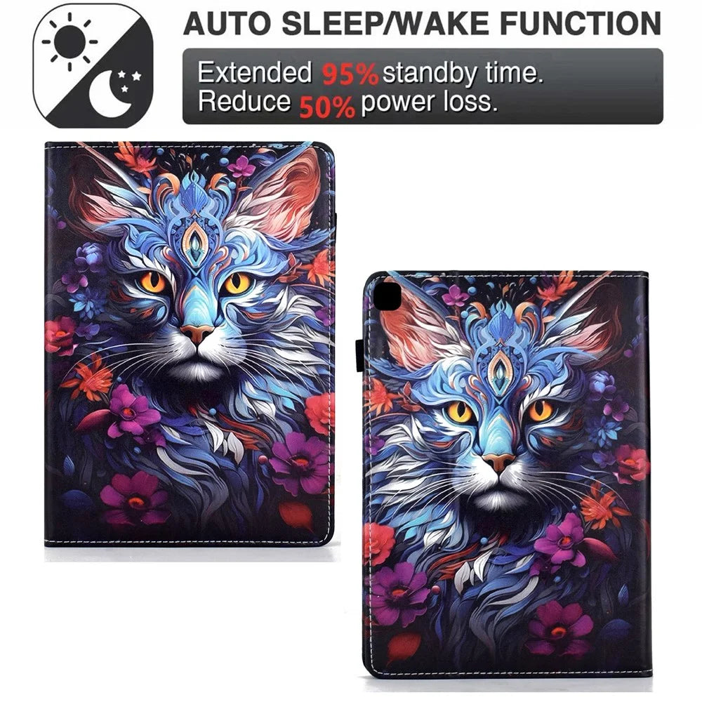 Leather Case for iPad 10.2 (2020) / (2019) / iPad Air 10.5 inch (2019) / Pro 10.5-inch (2017) Pattern Print Card Slots Stand Auto Sleep Wake Tablet Cover - Colorful Cat - 7