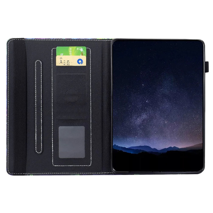 For iPad (2025) / iPad 10.9 (2022) Leather Case Pattern Print Card Slots Stand Auto Sleep Wake Tablet Cover - Colorful Cat - 2