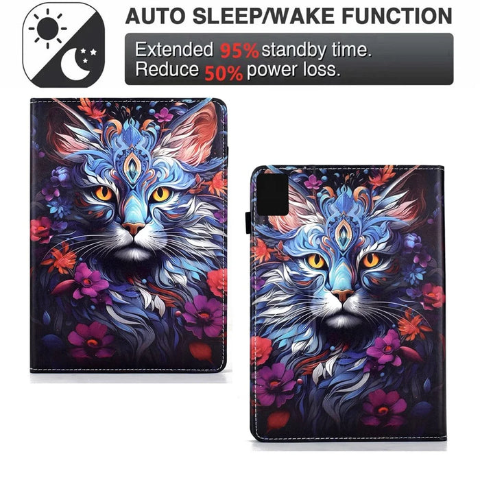 For Lenovo Xiaoxin Pad 11 2025 Leather Case Pattern Print Card Slots Stand Auto Sleep Wake Tablet Cover - Colorful Cat - 7