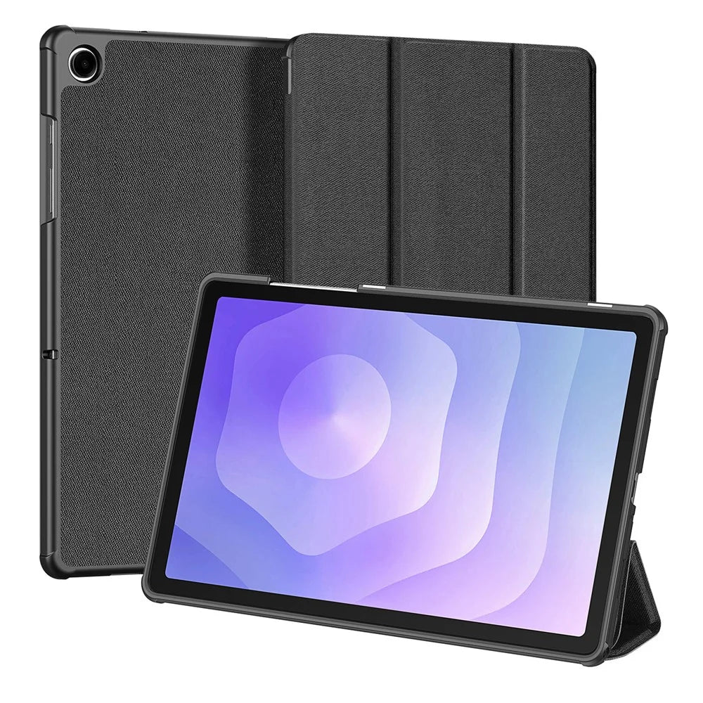 DUX DUCIS Domo Series for Samsung Galaxy Tab A9+ Case Tri-Fold Stand Leather Cover Auto Wake / Sleep - Black - 1