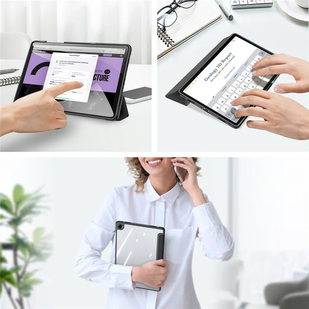 DUX DUCIS TOBY Series For Samsung Galaxy Tab A9+ Case PU Leather Tri-Fold Stand Tablet Cover - Black - 4