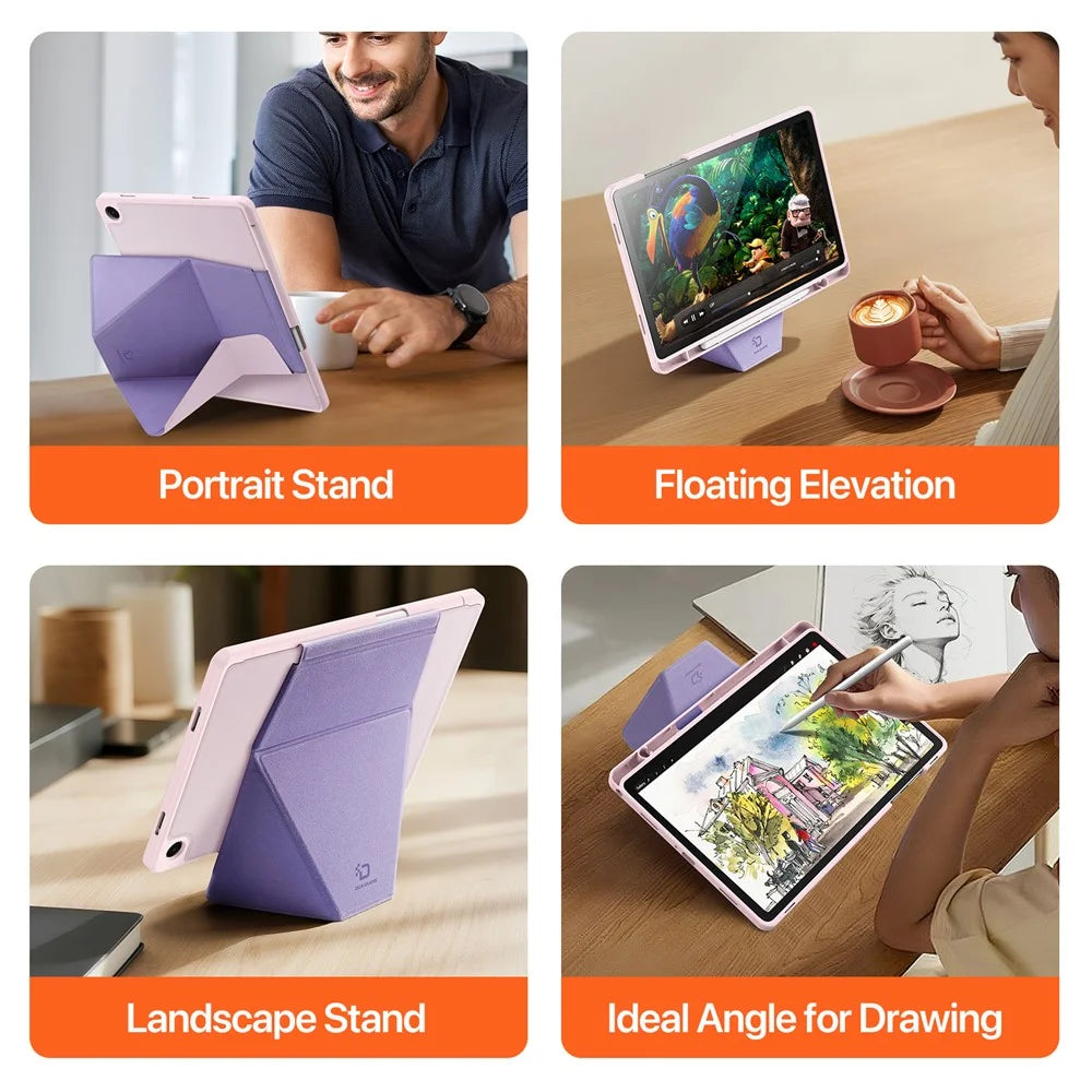 DUX DUCIS Vers Series For Samsung Galaxy Tab A9+ Tablet Case Multi-function Folding Stand Leather Cover - Pink - 5