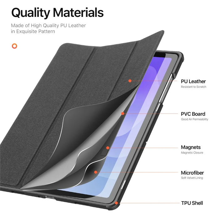 DUX DUCIS Domo Series for Samsung Galaxy Tab A11+ / A9+ Case Tri-Fold Stand Leather Cover Auto Wake / Sleep - Black - 6