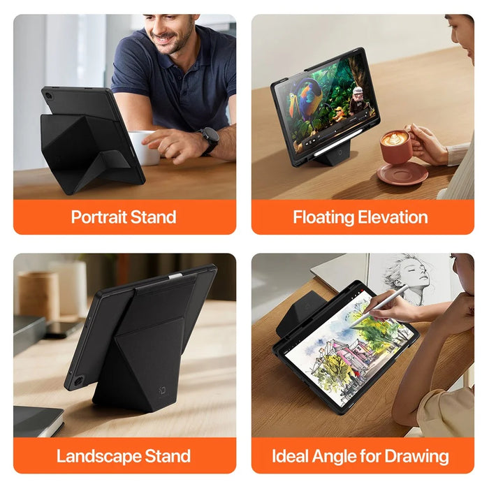 DUX DUCIS Vers Series For Samsung Galaxy Tab A11+ / A9+ Tablet Case Multi-function Folding Stand Leather Cover - Black - 4
