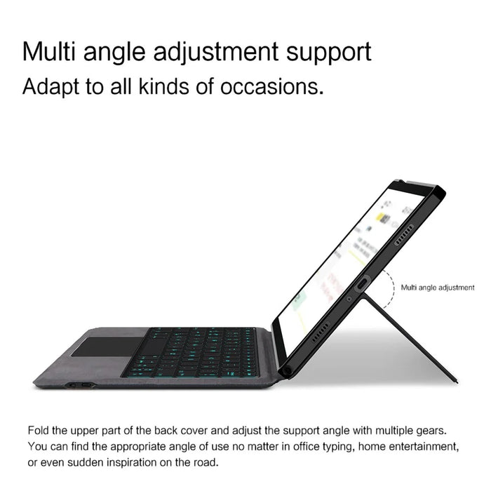 For Samsung Galaxy Tab A11+ Leather Case + Touchpad Bluetooth-Compatible Keyboard with Backlit - 5