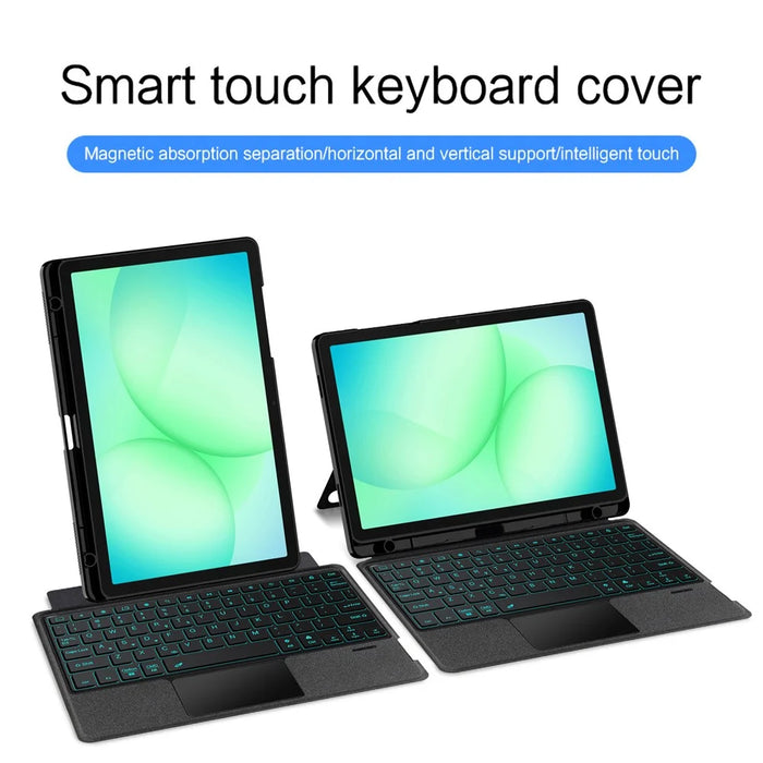 For Samsung Galaxy Tab A11+ Leather Case + Bluetooth-Compatible Keyboard with Backlight Trackpad - 5