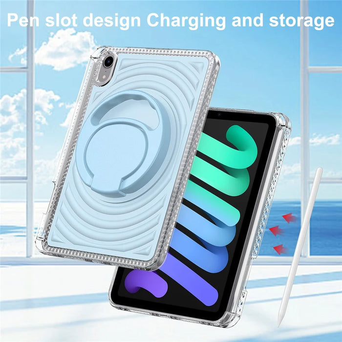 For iPad mini (2024)  /  (2021) Case Kickstand Wave Pattern Shockproof TPU + PC Tablet Cover - Baby Blue - 2