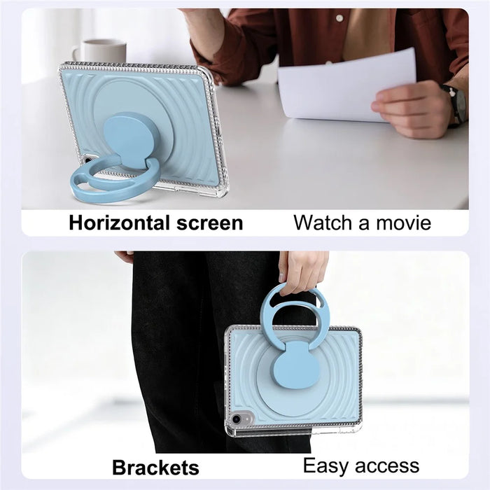 For iPad mini (2024)  /  (2021) Case Kickstand Wave Pattern Shockproof TPU + PC Tablet Cover - Baby Blue - 4