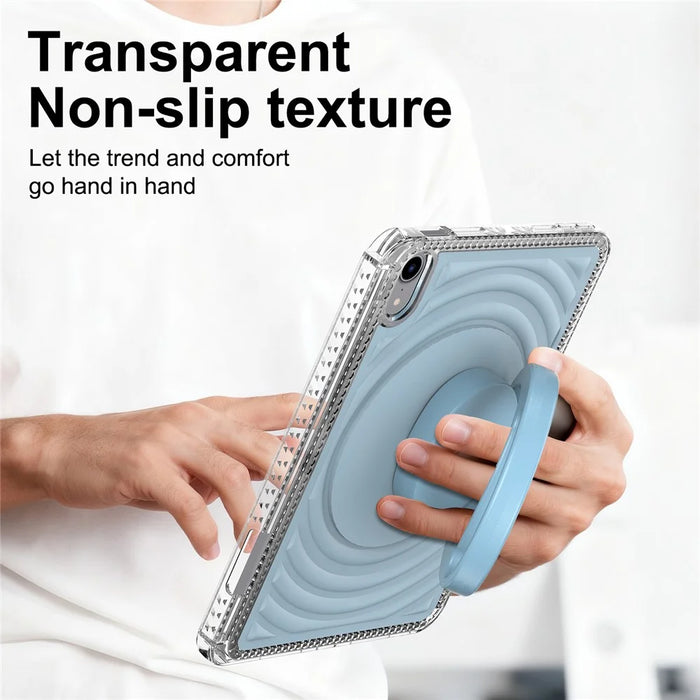For iPad mini (2024)  /  (2021) Case Kickstand Wave Pattern Shockproof TPU + PC Tablet Cover - Baby Blue - 5