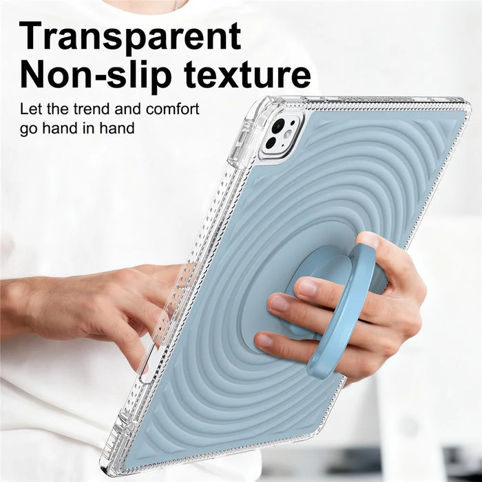 Tablet Case For iPad Air 13 (2026) / (2025) / (2024) / Pro 13 (2025) / (2024) / Pro 12.9 (2022) / (2021) / (2020) / (2018)  Kickstand Wave Pattern Shockproof TPU + PC Cover - Baby Blue - 5