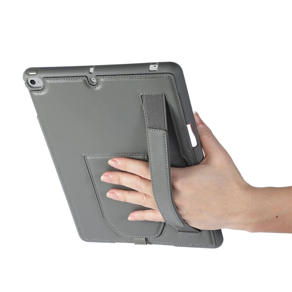 Tablet Case For iPad 9.7-inch (2018)  /  (2017)  /  Air 2  /  Air (2013) Kickstand PU + TPU Cover with Wristband  /  Pen Slot - Grey - 2