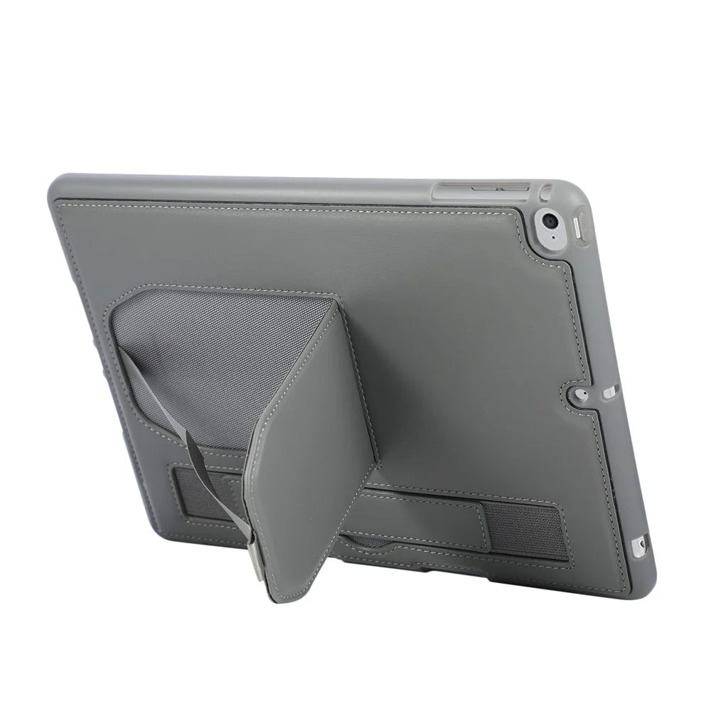 Tablet Case For iPad 9.7-inch (2018)  /  (2017)  /  Air 2  /  Air (2013) Kickstand PU + TPU Cover with Wristband  /  Pen Slot - Grey - 3
