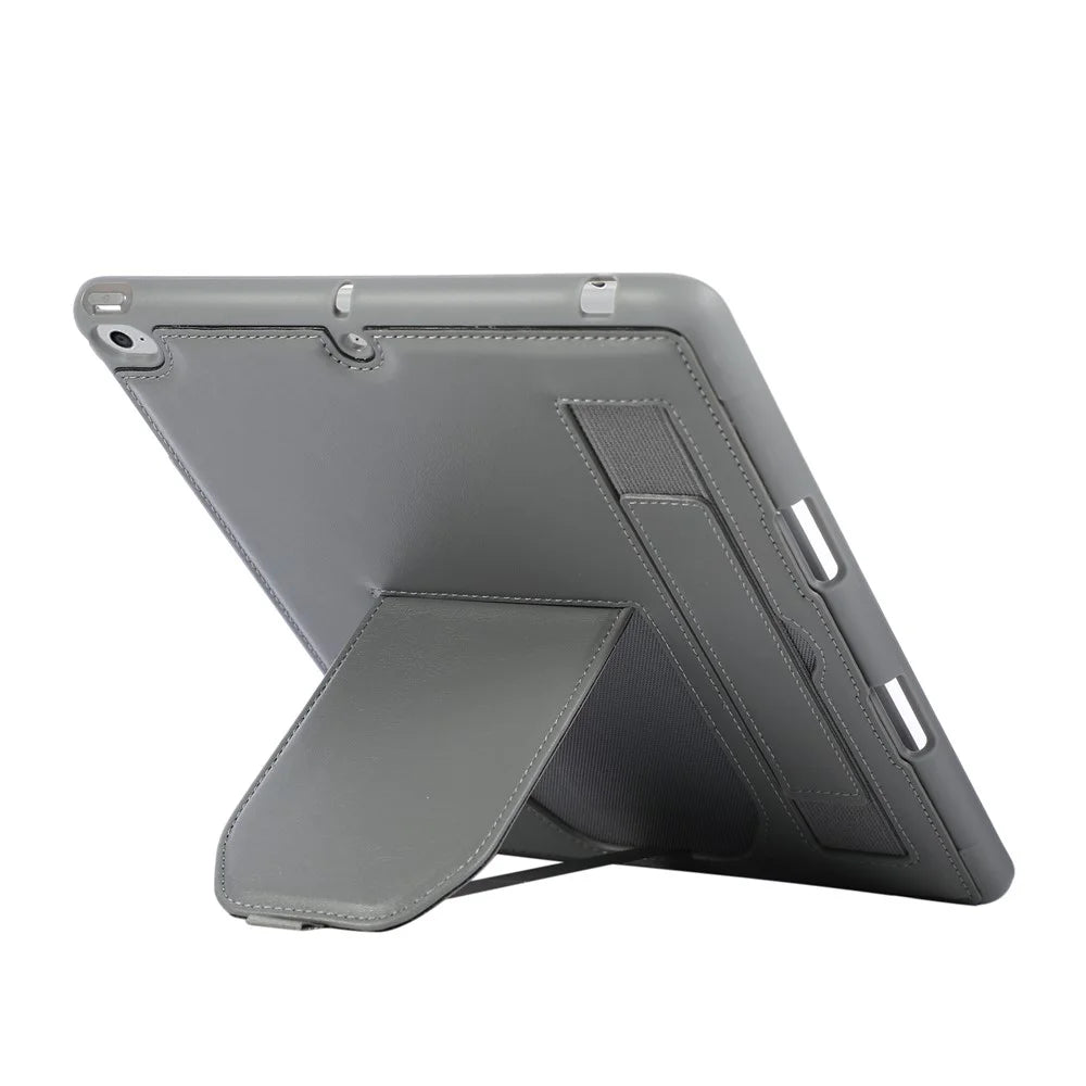 Tablet Case For iPad 9.7-inch (2018)  /  (2017)  /  Air 2  /  Air (2013) Kickstand PU + TPU Cover with Wristband  /  Pen Slot - Grey - 4