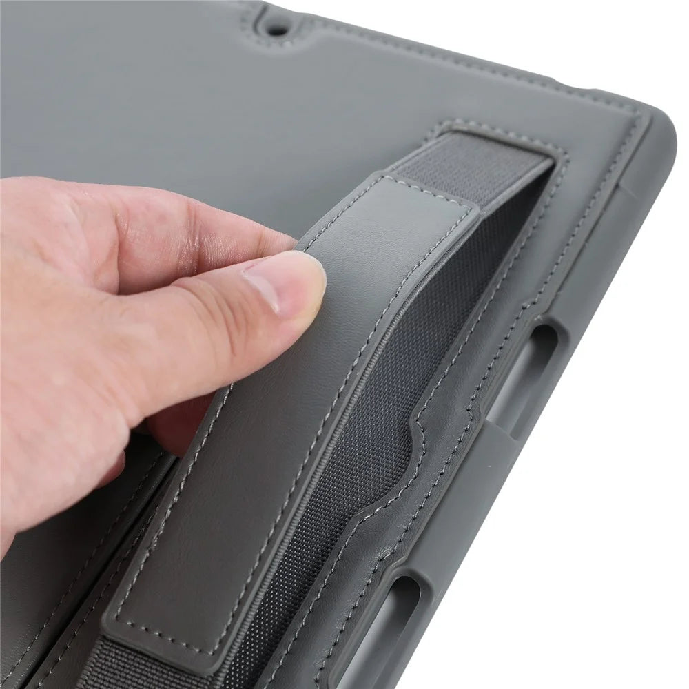 Tablet Case For iPad 9.7-inch (2018)  /  (2017)  /  Air 2  /  Air (2013) Kickstand PU + TPU Cover with Wristband  /  Pen Slot - Grey - 6
