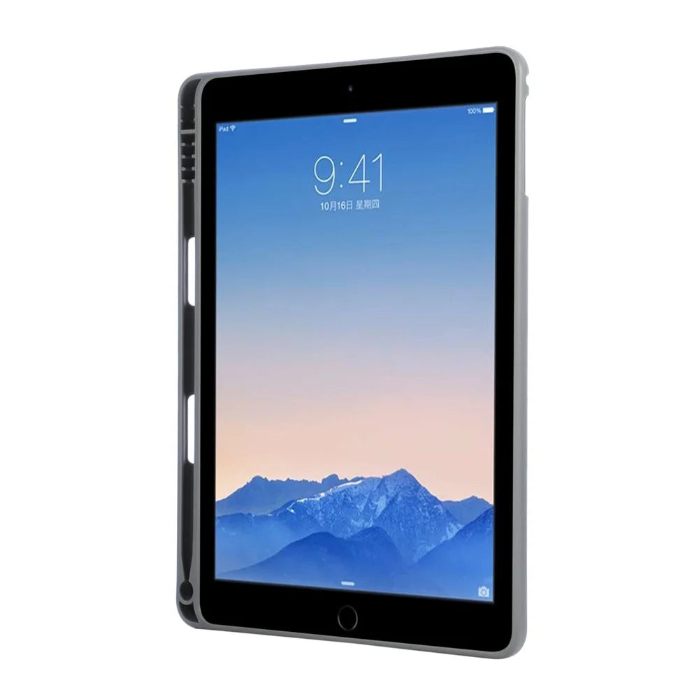 Tablet Case For iPad 9.7-inch (2018)  /  (2017)  /  Air 2  /  Air (2013) Kickstand PU + TPU Cover with Wristband  /  Pen Slot - Grey - 7