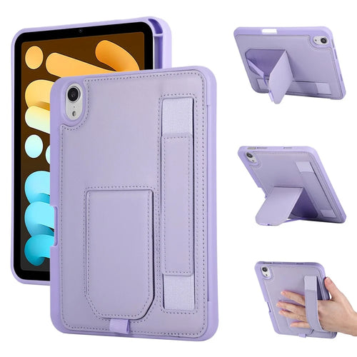 For iPad mini (2024)  /  (2021) Case Kickstand PU + TPU Tablet Cover with Wristband  /  Pen Slot - Purple - 1