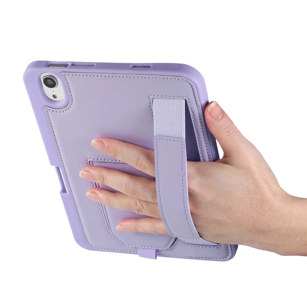 For iPad mini (2024)  /  (2021) Case Kickstand PU + TPU Tablet Cover with Wristband  /  Pen Slot - Purple - 2