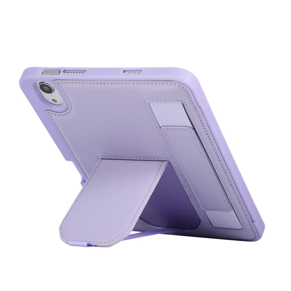 For iPad mini (2024)  /  (2021) Case Kickstand PU + TPU Tablet Cover with Wristband  /  Pen Slot - Purple - 4