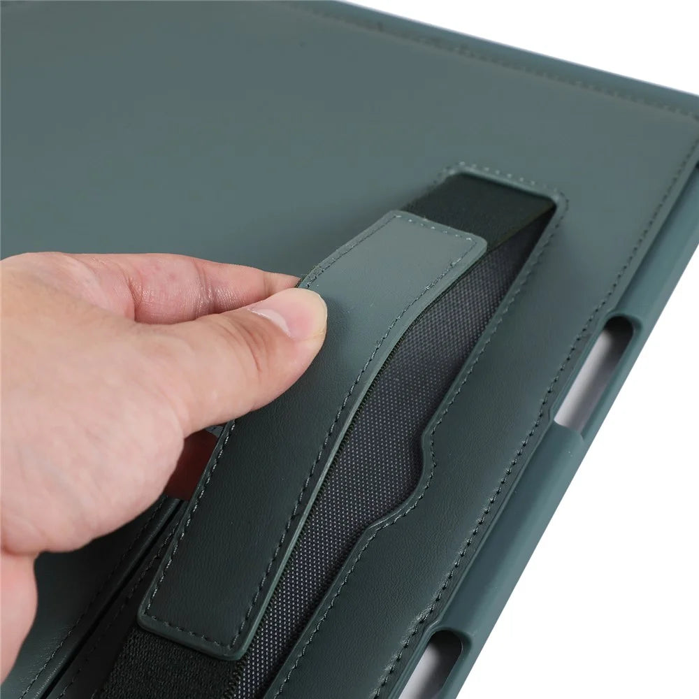Tablet Case For iPad Air 11 (2026) / (2025) / (2024) / Air (2022) / (2020)  /  Pro 11 (2022)  /  (2020)  /  (2018) Kickstand PU + TPU Cover with Wristband  /  Pen Slot - Green - 5