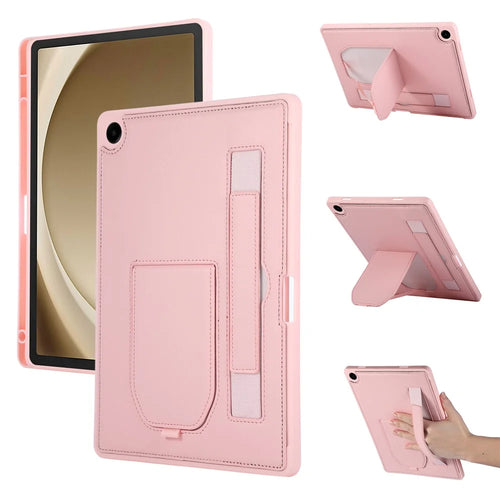 For Samsung Galaxy Tab A11+  /  A9+ Case Kickstand PU + TPU Tablet Cover with Wristband  /  Pen Slot - Pink - 1
