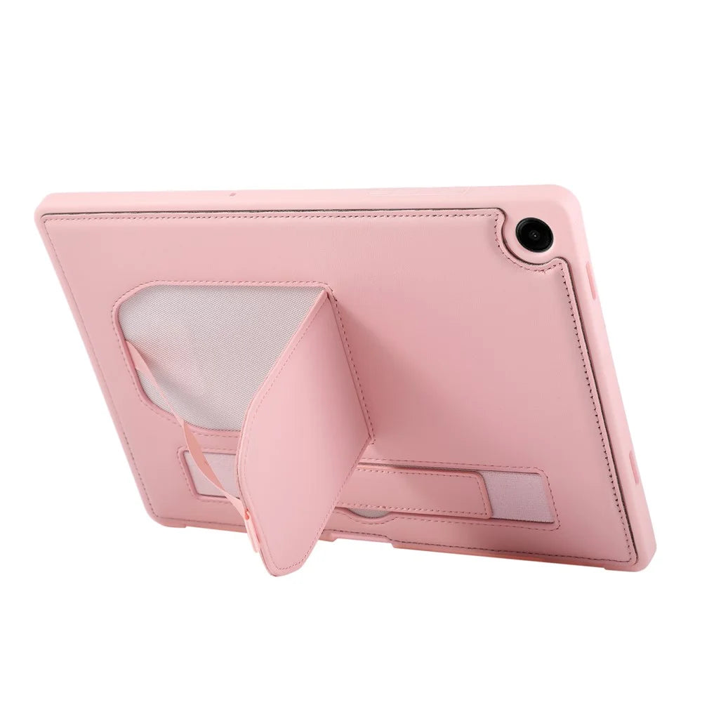 For Samsung Galaxy Tab A11+  /  A9+ Case Kickstand PU + TPU Tablet Cover with Wristband  /  Pen Slot - Pink - 2