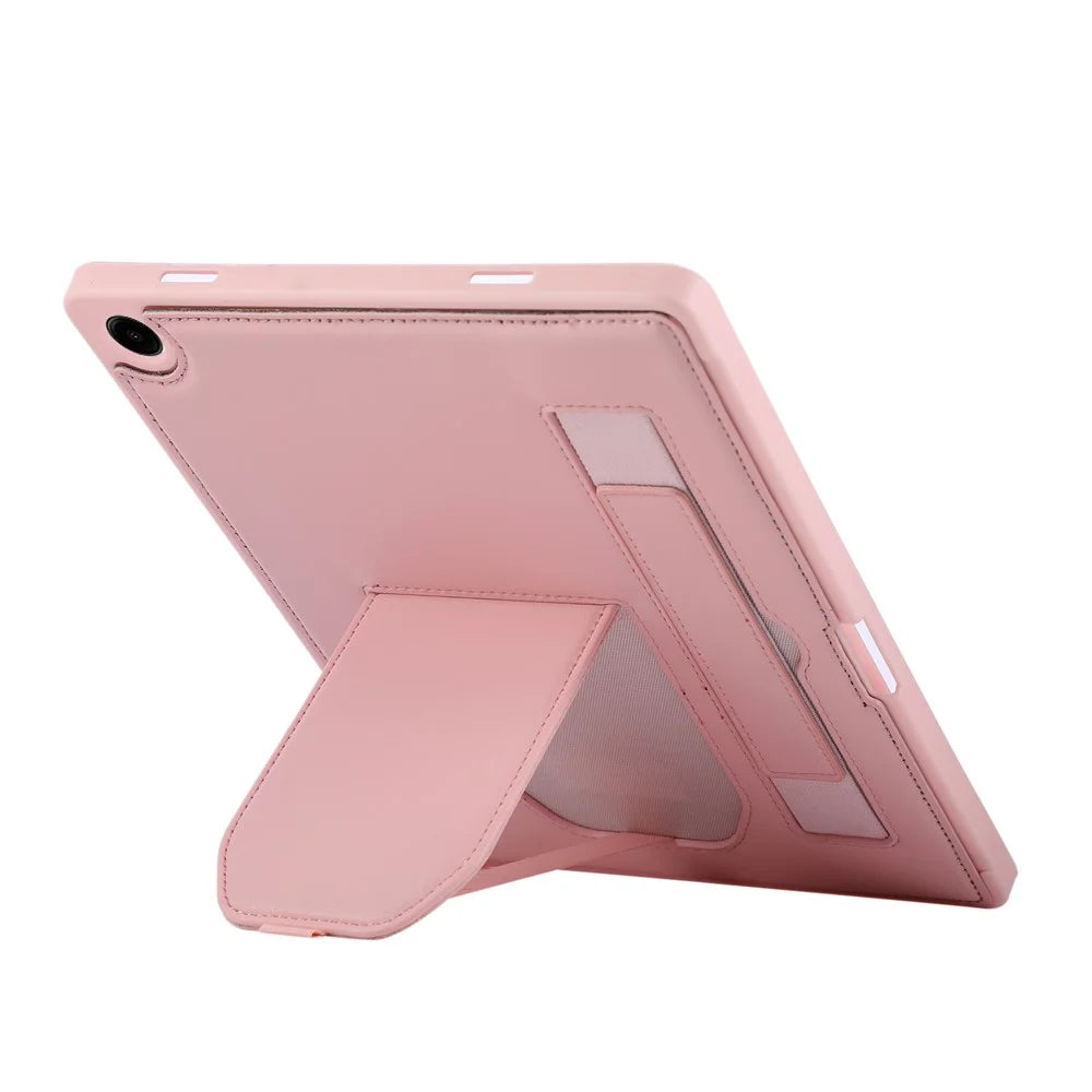 For Samsung Galaxy Tab A11+  /  A9+ Case Kickstand PU + TPU Tablet Cover with Wristband  /  Pen Slot - Pink - 3
