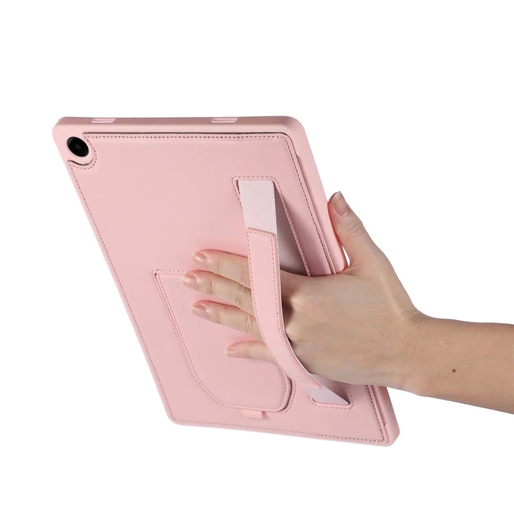 For Samsung Galaxy Tab A11+  /  A9+ Case Kickstand PU + TPU Tablet Cover with Wristband  /  Pen Slot - Pink - 4
