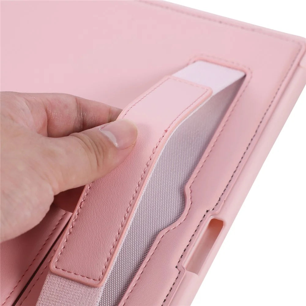 For Samsung Galaxy Tab A11+  /  A9+ Case Kickstand PU + TPU Tablet Cover with Wristband  /  Pen Slot - Pink - 6