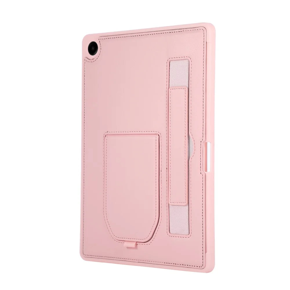For Samsung Galaxy Tab A11+  /  A9+ Case Kickstand PU + TPU Tablet Cover with Wristband  /  Pen Slot - Pink - 7