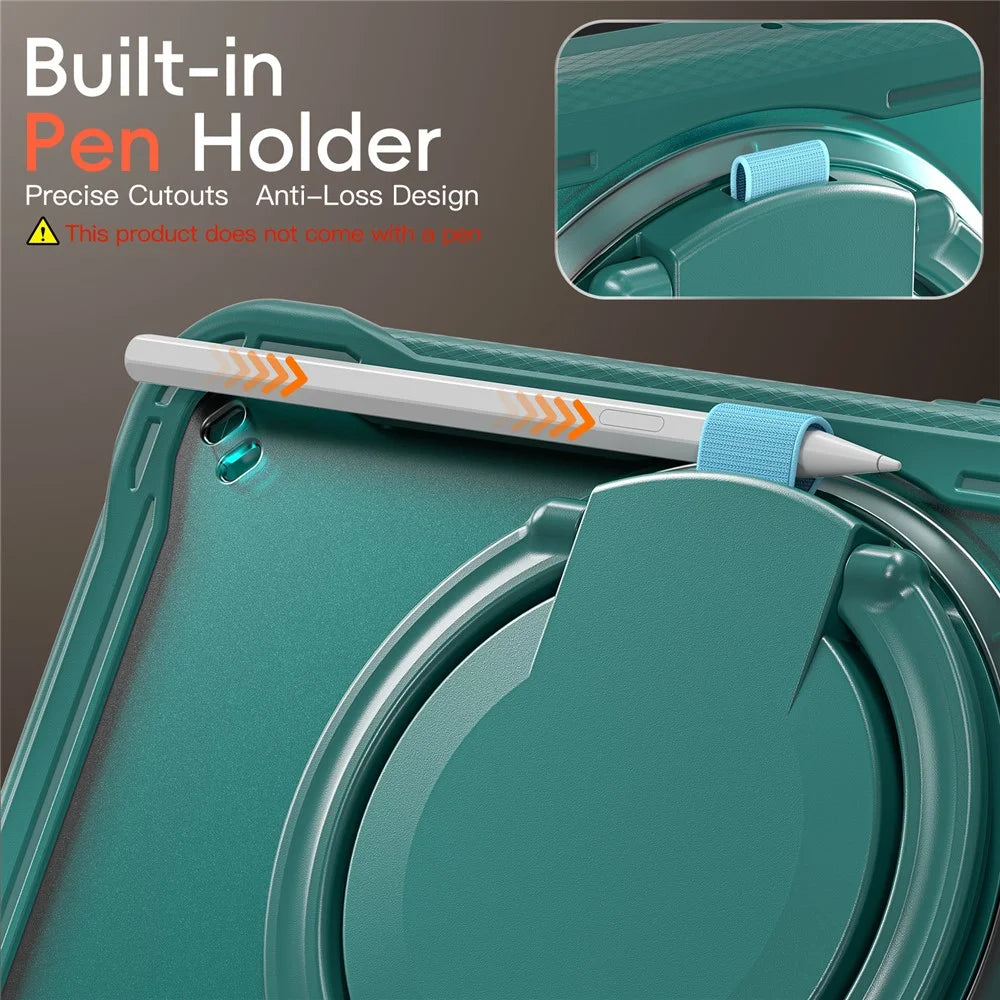 For Samsung Galaxy Tab A11 Case Rotary Kickstand PC + TPU + Silicone Tablet Cover - Midnight Green - 3