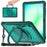 For Samsung Galaxy Tab A11+ Case Rotary Kickstand PC + TPU + Silicone Cover with Shoulder Strap - Midnight Green - 1