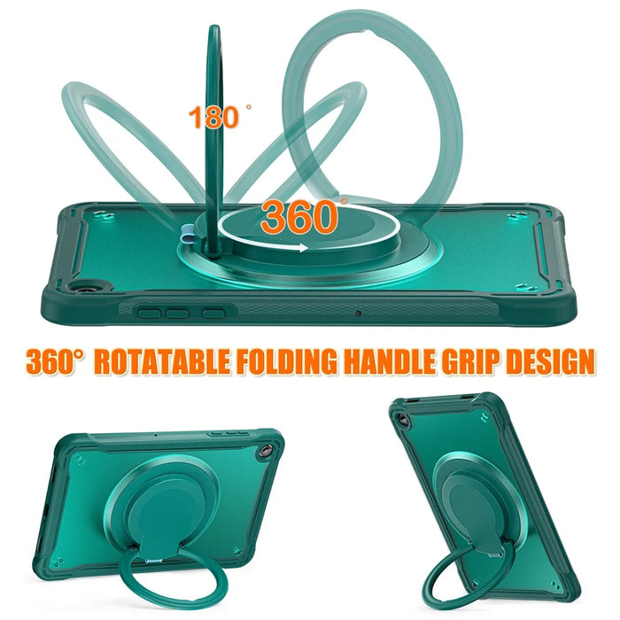 For Samsung Galaxy Tab A11+ Case Rotary Kickstand PC + TPU + Silicone Tablet Cover - Midnight Green - 2