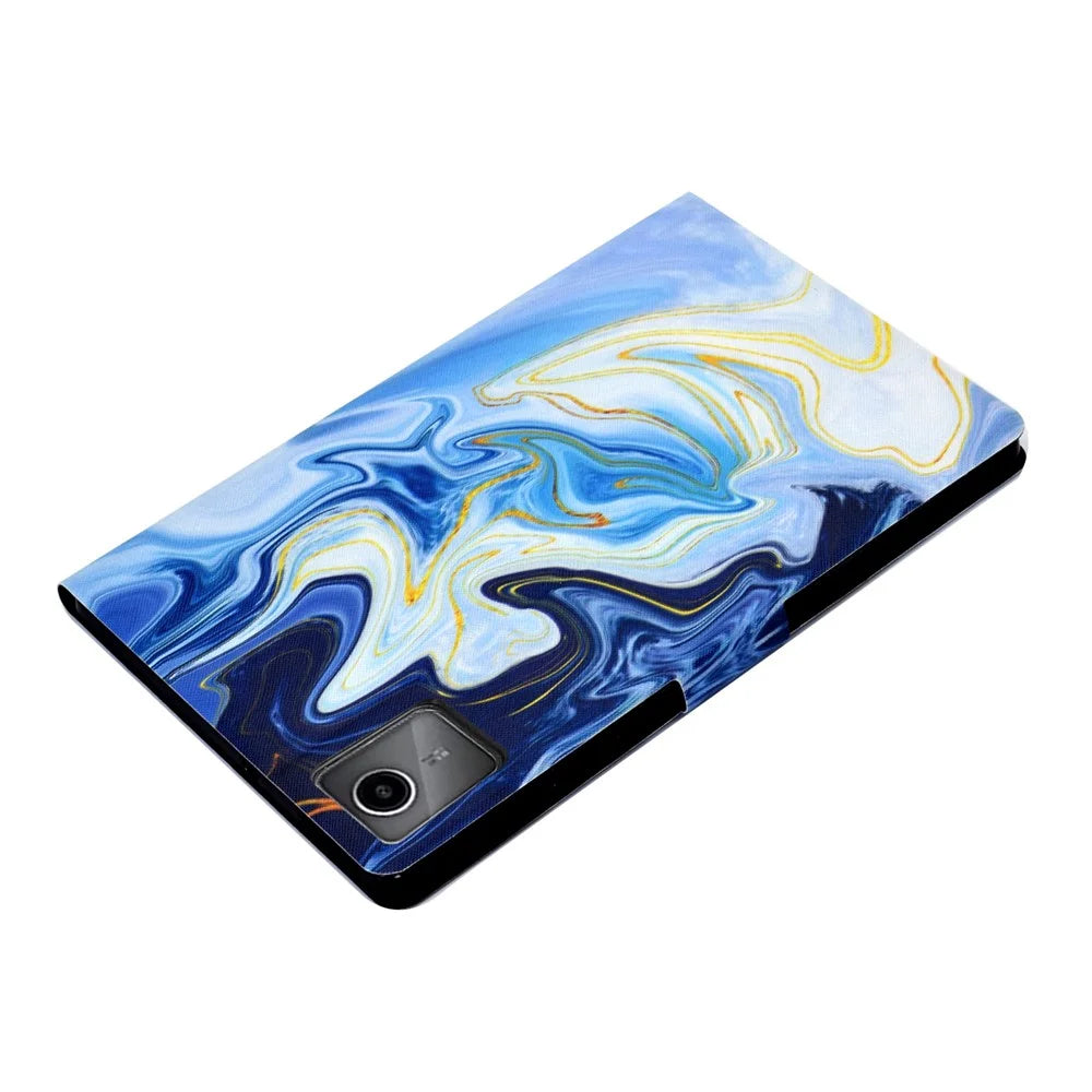For Lenovo Xiaoxin Pad 12.1 (2025) Case Stand Pattern Printed Leather Cover - Blue Marble - 6